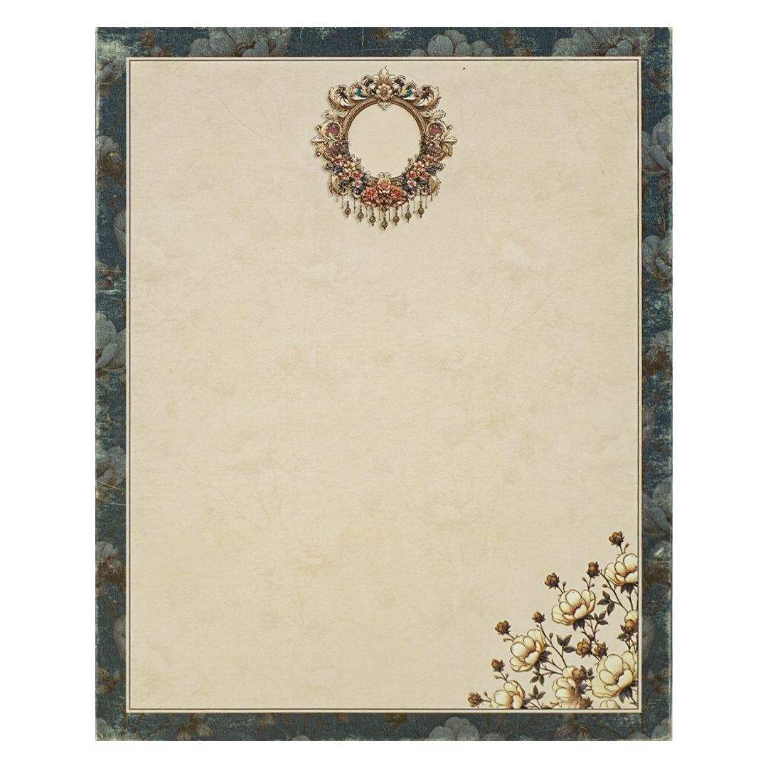 Blue Padded Floral Wedding Card-KAK01430