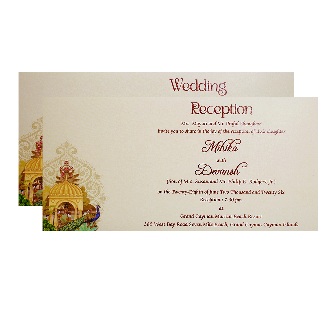 Pink Embossed Ganesha Boxed Type Wedding Card-KPR06450