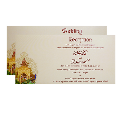 Pink Embossed Ganesha Boxed Type Wedding Card-KPR06450