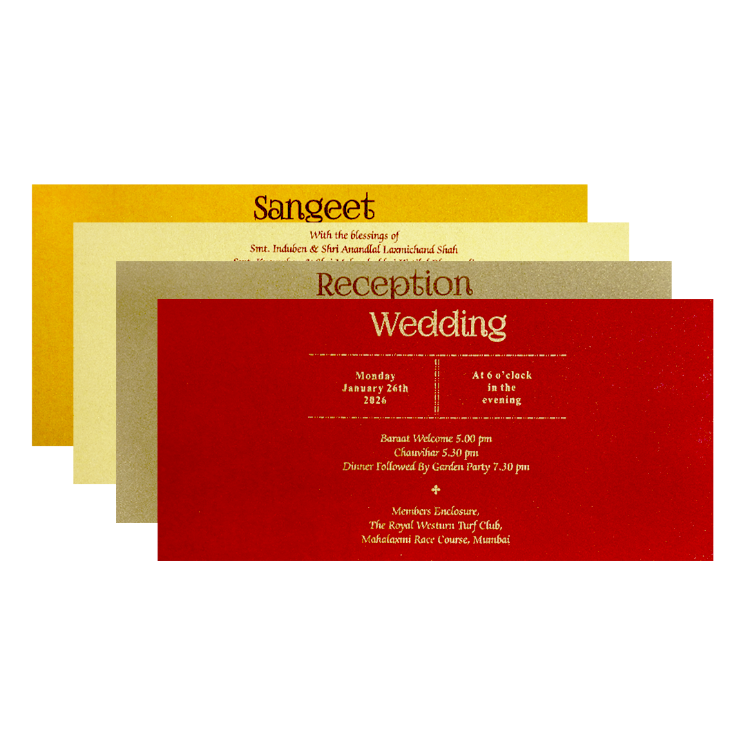 Yellow Gold Foil Embossed Floral Wedding Invitation Card-KPR06300
