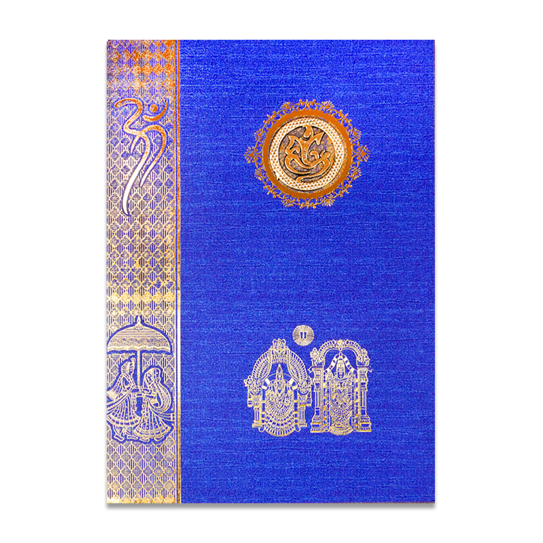 Blue Ganesha Balaji Traditional Wedding Card-KNCC817B