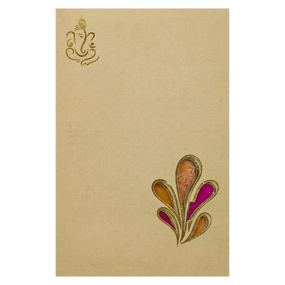 Gold Padded Floral God Wedding Card-KNK2907