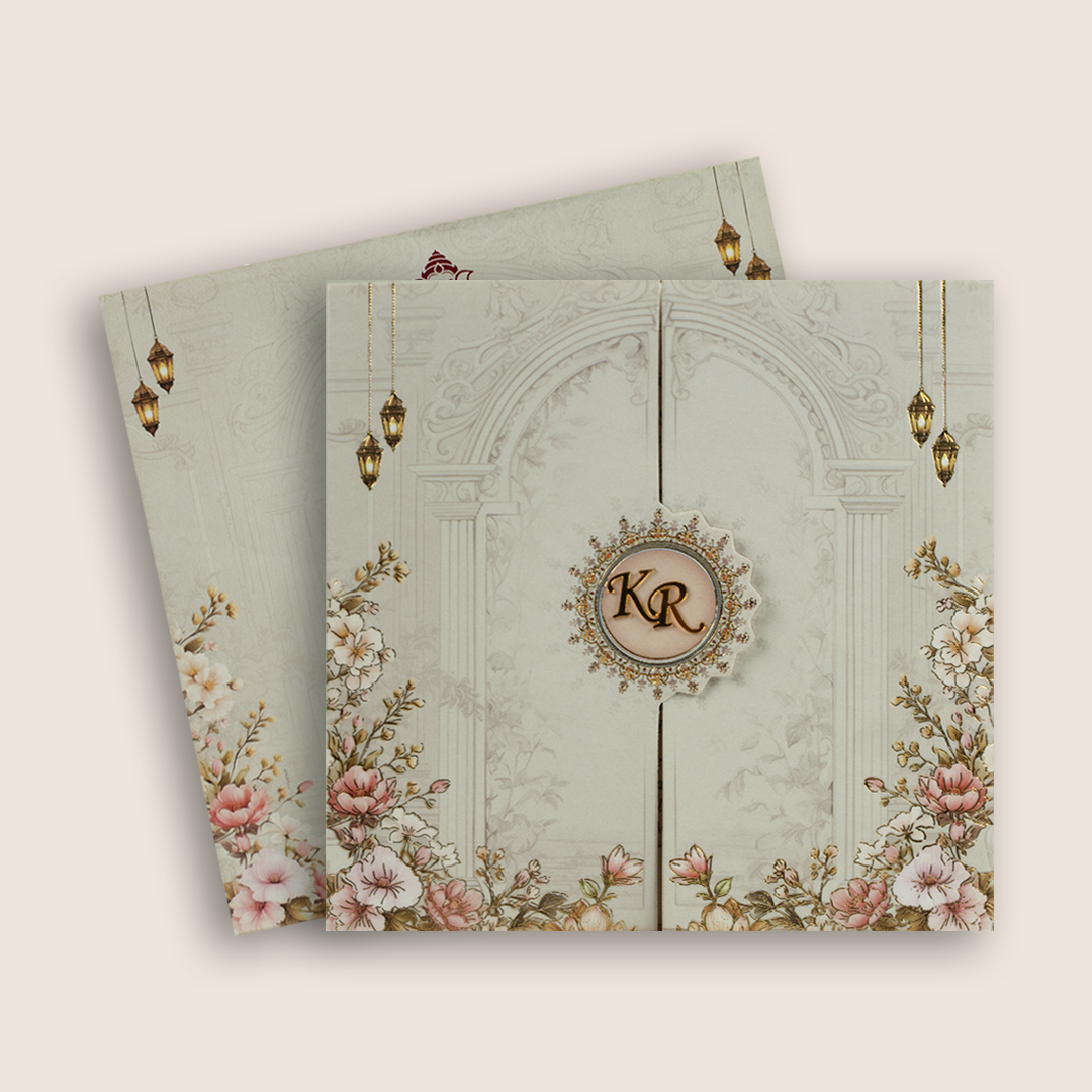 White Floral Door Style Invitation Card - KJTS1914