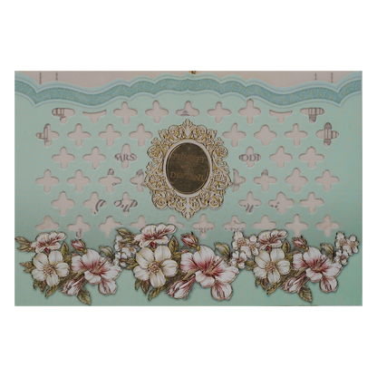 Light Blue Laser Cut Wedding Card-KJTS1813