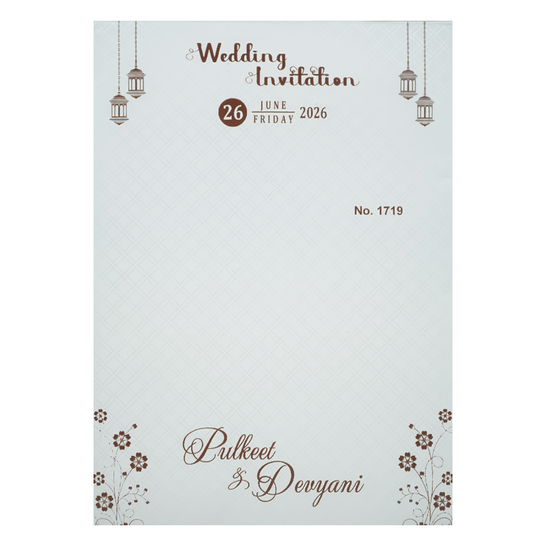 White Gold Elegant Padded Wedding Card-KJTS1719