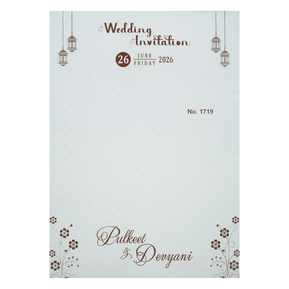 White Gold Elegant Padded Wedding Card-KJTS1719