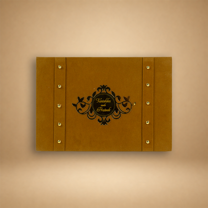 Brown Velvet Floral Luxury Wedding Invitation Box- KSBMD010