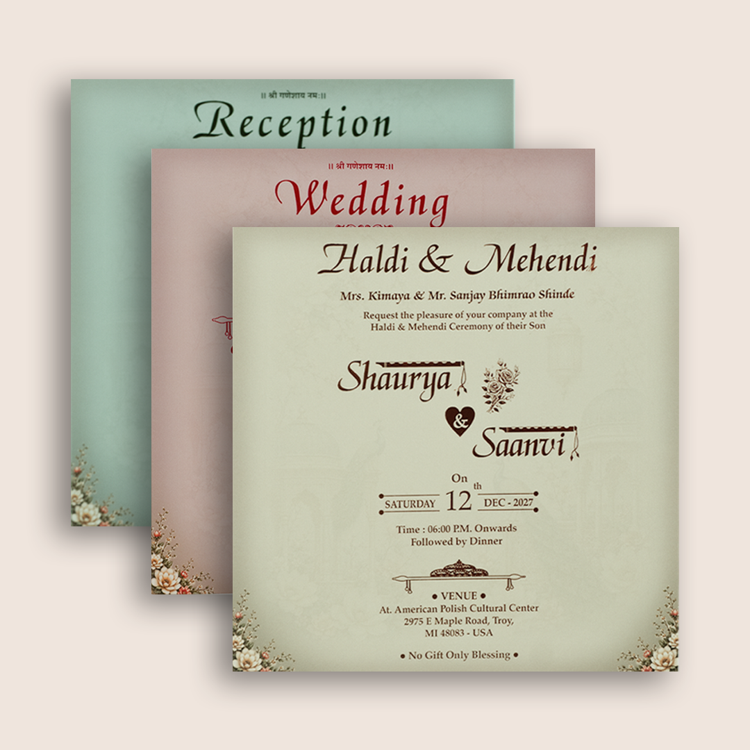 Olive Green Peacock Door Style Padded Wedding Card - KSH18660