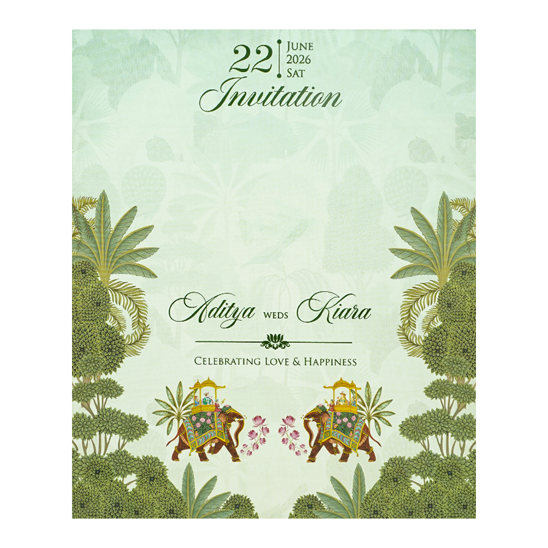 Pastel Mint Garden Theme Wedding Card-KFR16030