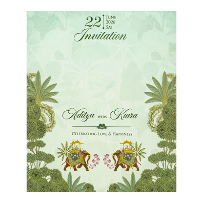 Pastel Mint Garden Theme Wedding Card-KFR16030