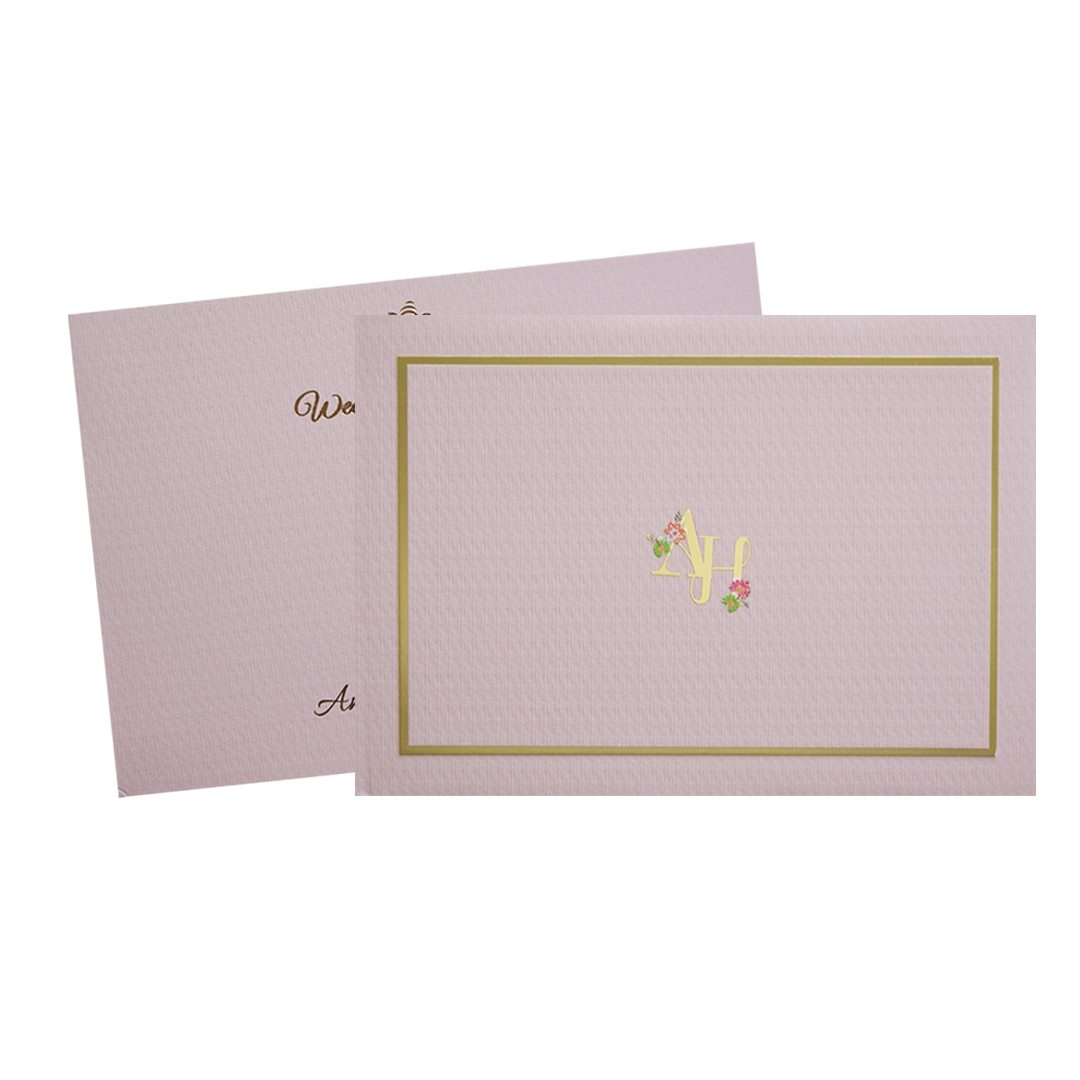 Pink Monogram Simple Wedding Card - KMMWD1139
