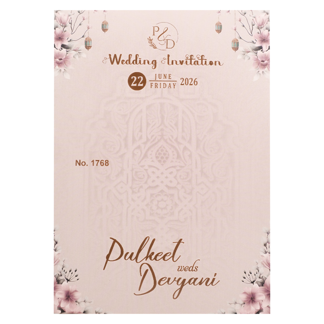 Lavender Floral Padded Wedding Card-KJTS1768