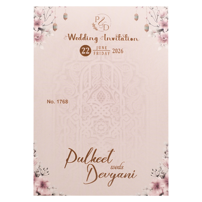 Lavender Floral Padded Wedding Card-KJTS1768