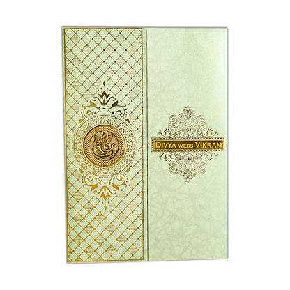 Classic Green Gatefold Wedding Card-KNKR040N