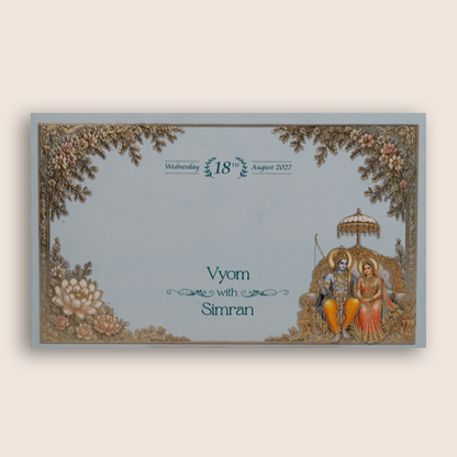 Pastel Blue Lord Rama Sita Wedding Invitation - KPR07030