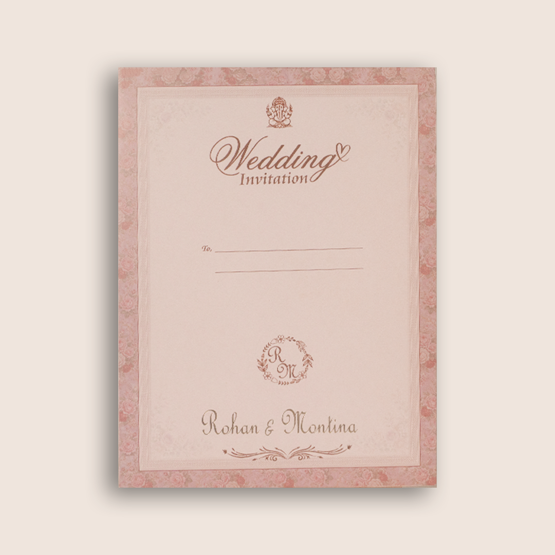 Pink Floral Palace Padded Door Style Wedding Card - KSH18500