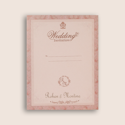 Pink Floral Palace Padded Door Style Wedding Card - KSH18500