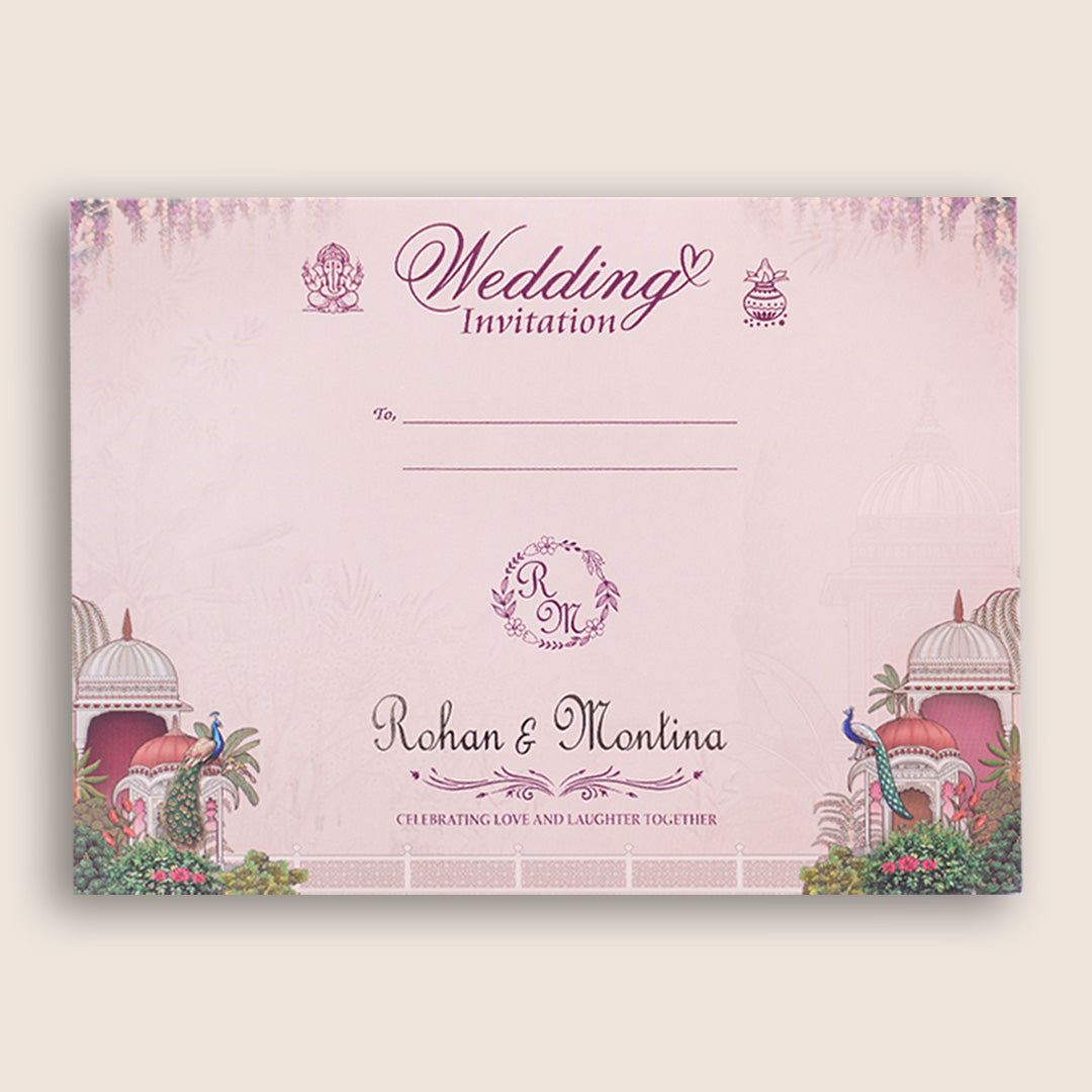 Brown Laser Cut Jharokha Padded Wedding Invitation - KSH18540