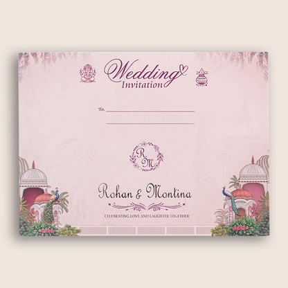 Brown Laser Cut Jharokha Padded Wedding Invitation - KSH18540