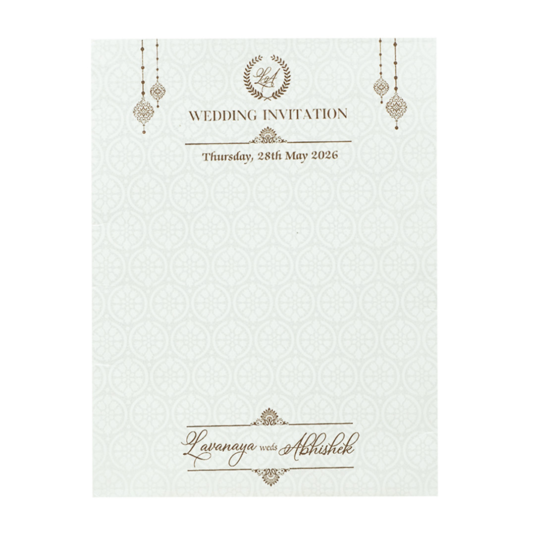 White Embossed Monogram Floral Wedding Card-KRE26940