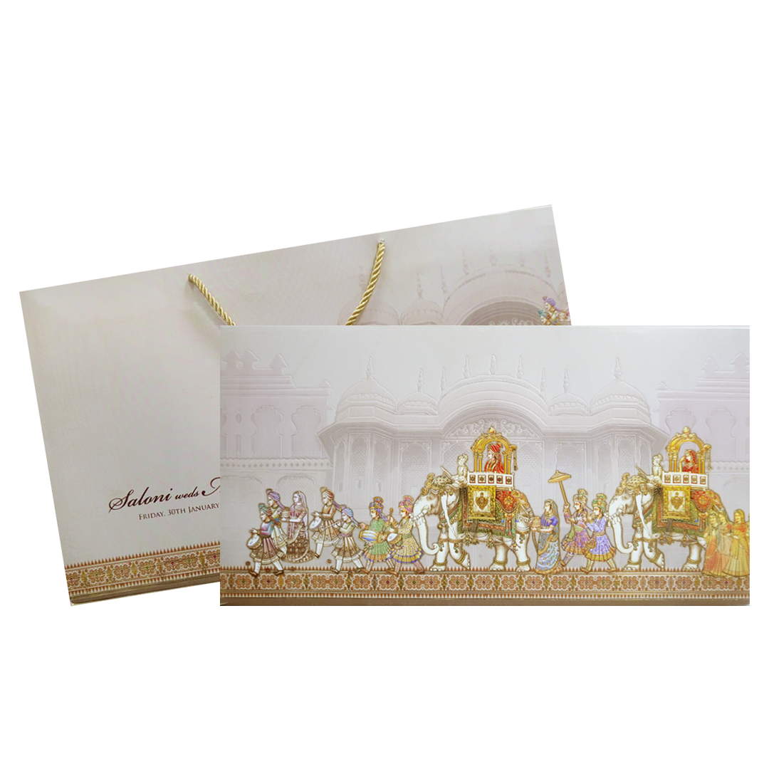 Grey Baraat Procession Royal Wedding Card-KPR24710