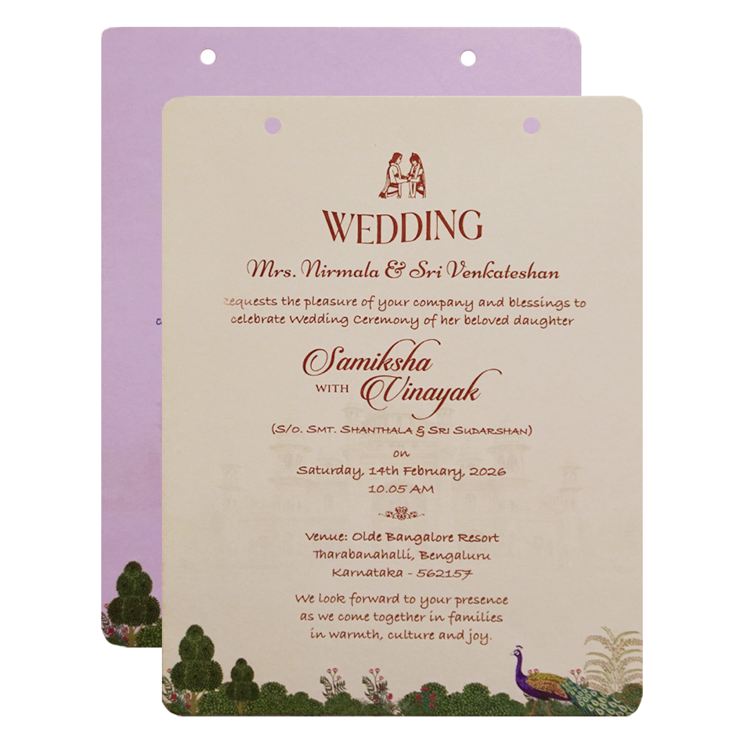 Pink Floral Theme Wedding Card  -  KNAL1401