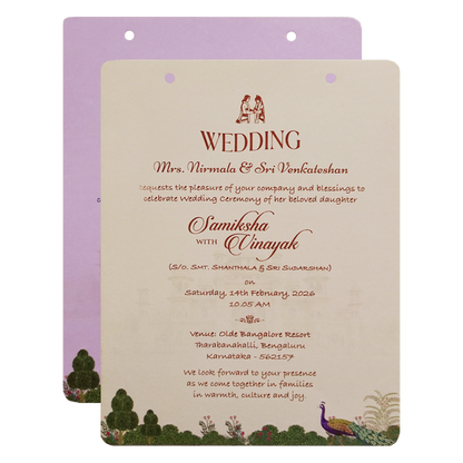 Pink Floral Theme Wedding Card  -  KNAL1401