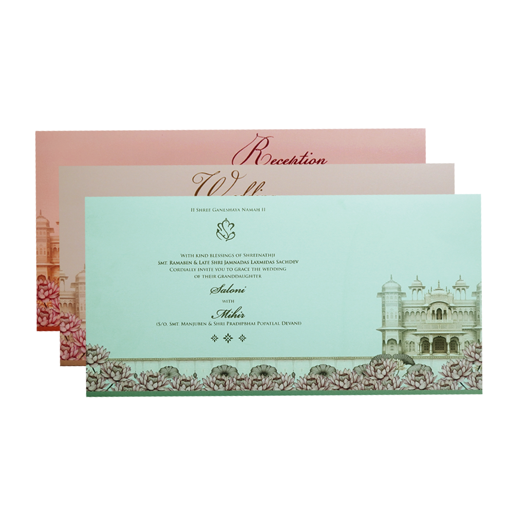 Pink God Themed Embossed Hindu Wedding Card-KPR24670