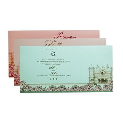 Pink God Themed Embossed Hindu Wedding Card-KPR24670