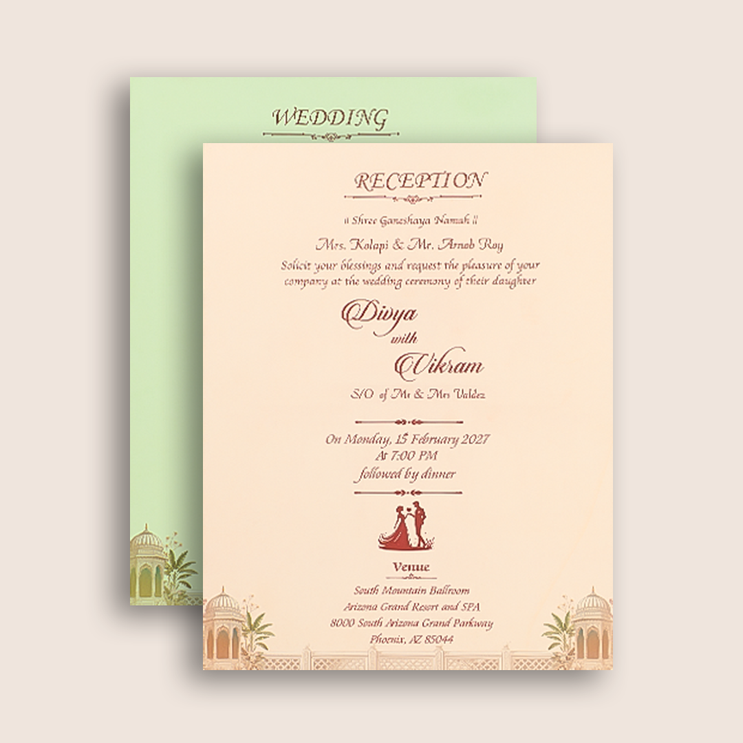 Blue Bride Groom Door Style Padded Wedding Card  - KNMO9323