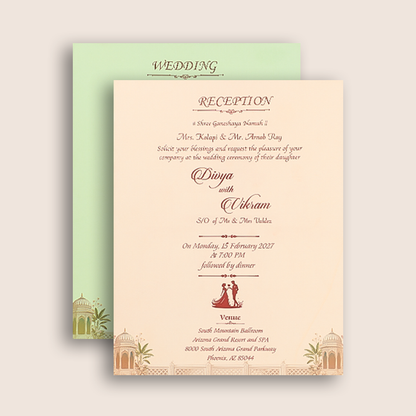 Blue Bride Groom Door Style Padded Wedding Card  - KNMO9323