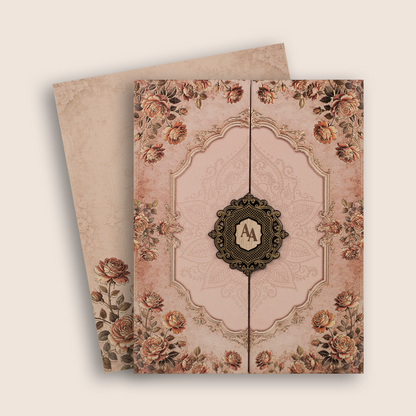 Pink Floral Door Style Padded Invitation Card - KPR07290
