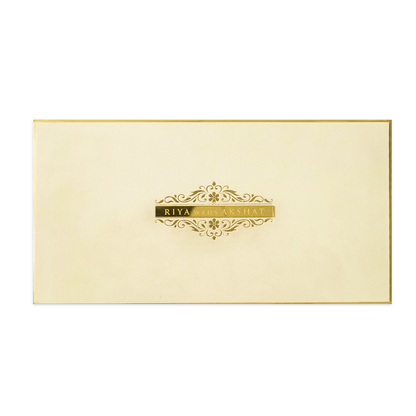Cream Simple Padded Wedding Card-KMMWD1169