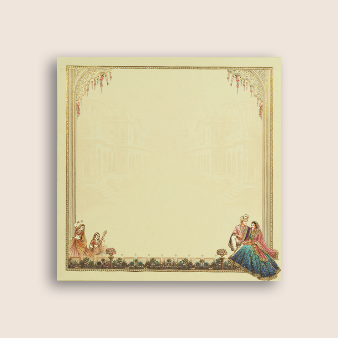 Blue Bride Groom Padded Laser Cut Wedding Invitation - KAA06220