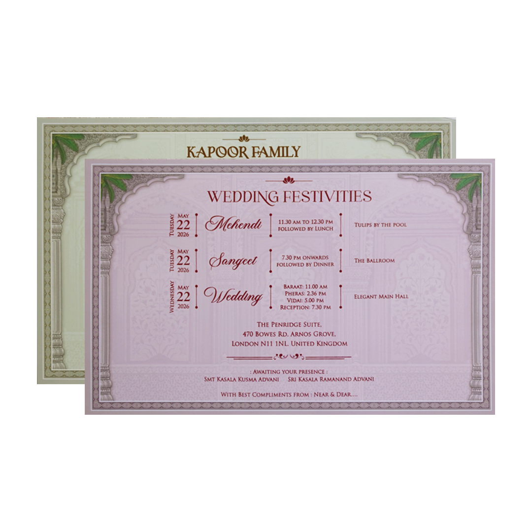 Royal Grey Palace Theme Wedding Card - KFR16310