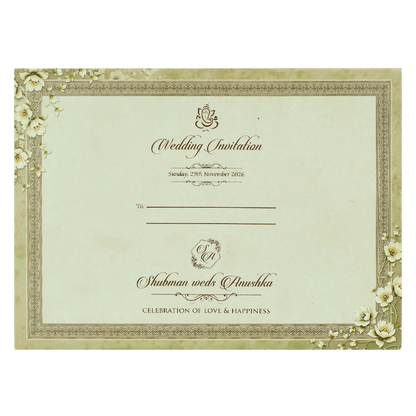 Grey Gold Floral Gatefold Padded Wedding Card-KRB09250