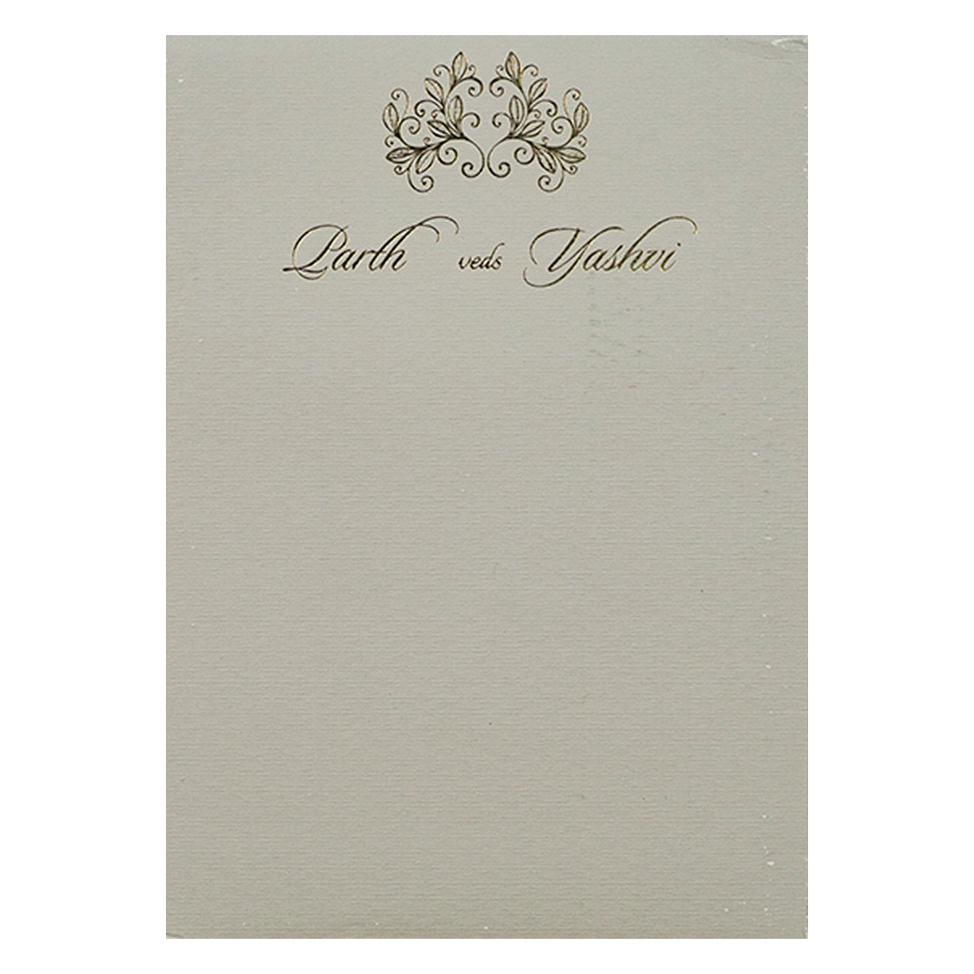 Grey Padded Floral Wedding Card-KRC31260