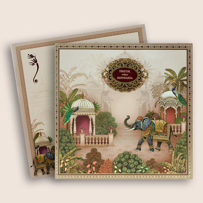 Beige Elephant Padded Marriage Card - KSH18630