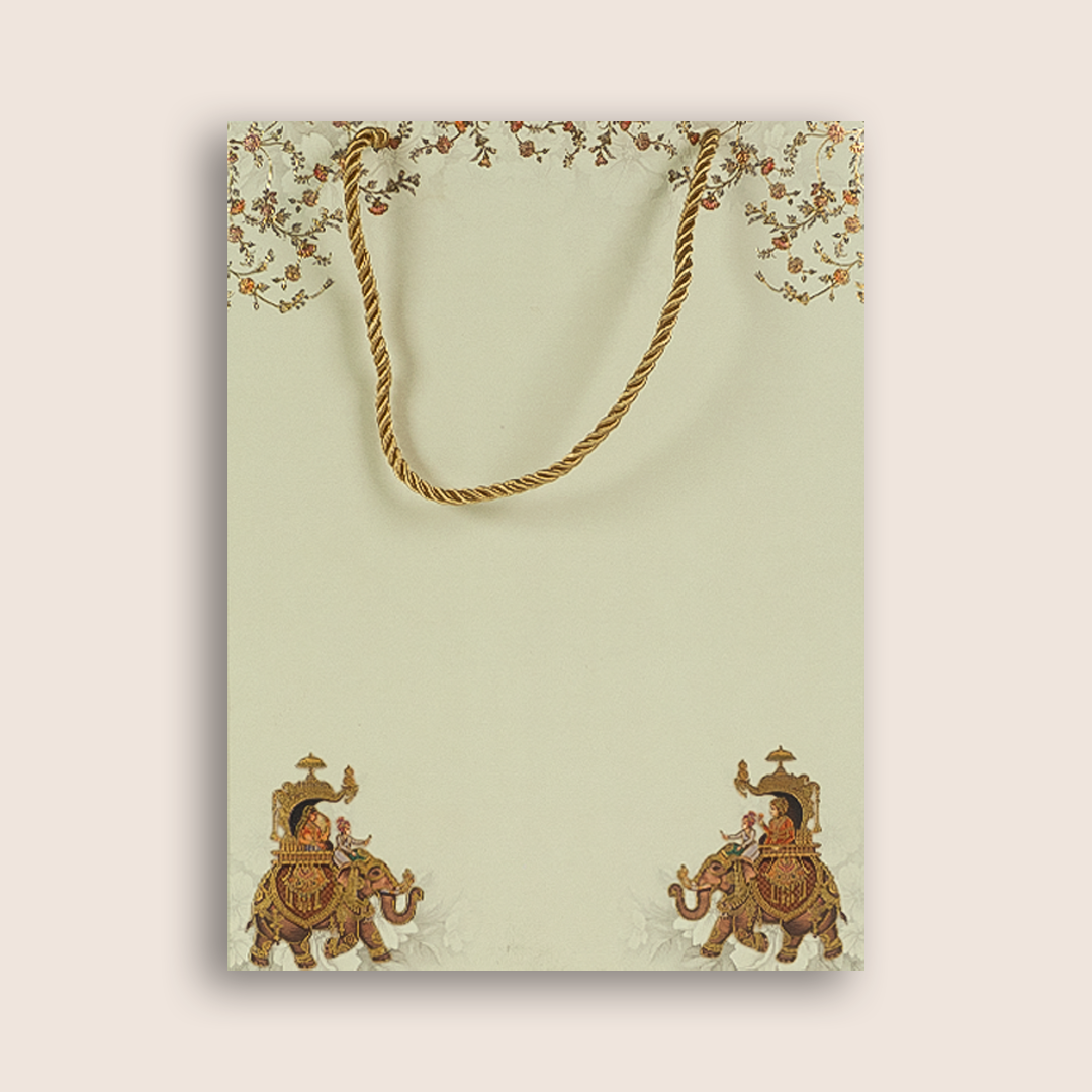 Grey Premium Elephant Bag Style Invitation Card - KAA05890