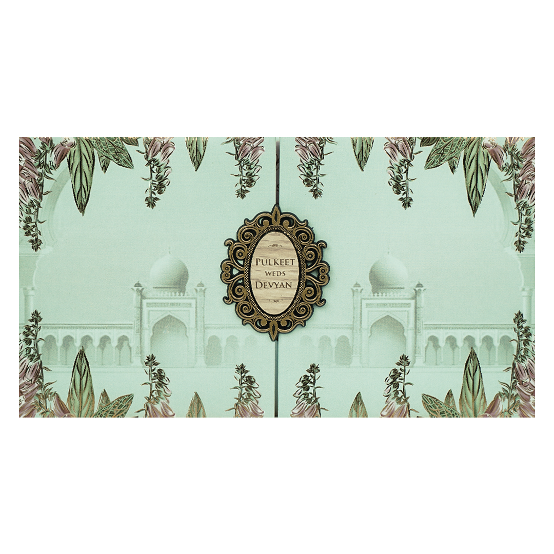 BlueTaj Mahal Floral Padded Wedding Card-KJTS1715