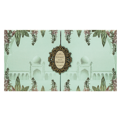 BlueTaj Mahal Floral Padded Wedding Card-KJTS1715