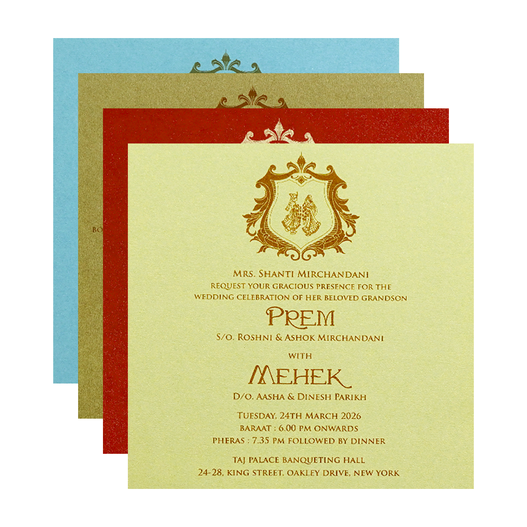 Golden Paisley Floral Wedding Card-KPR06090