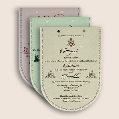 Teal Green Floral MDF Laser Cut Wedding Invitation Card - KRB10050