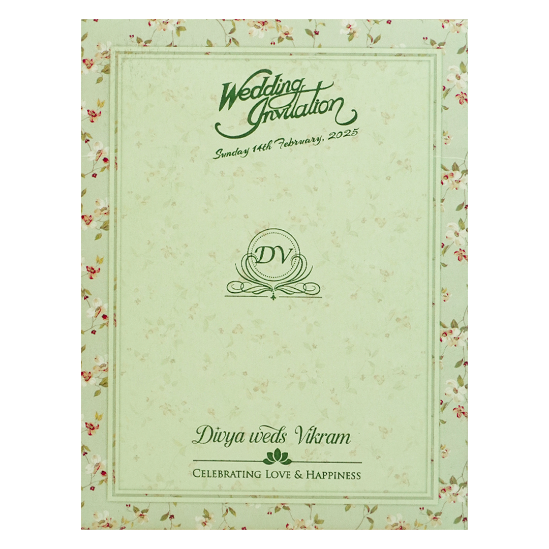 Green Floral Nameplate Door Invitation Card-KNTY6803