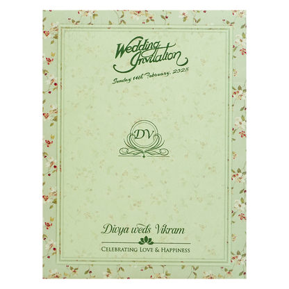 Green Floral Nameplate Door Invitation Card-KNTY6803