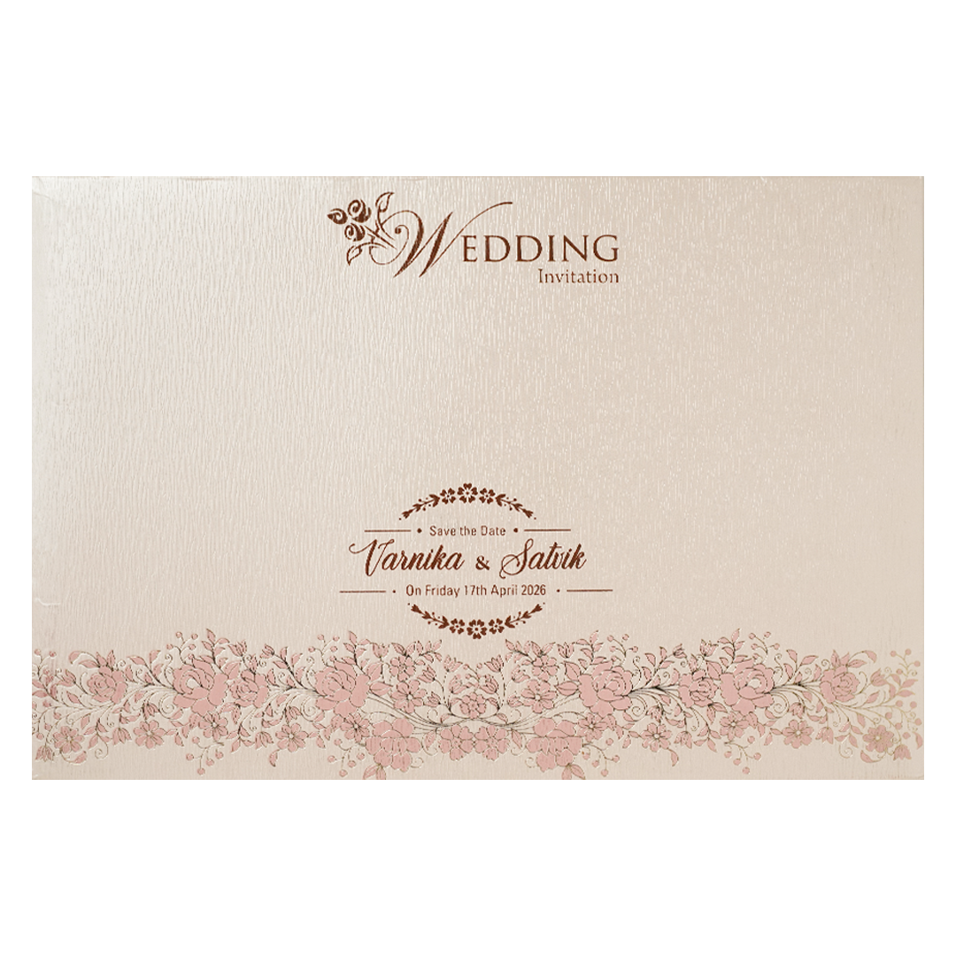 Pink Floral Padded Wedding Card-KSSC2370