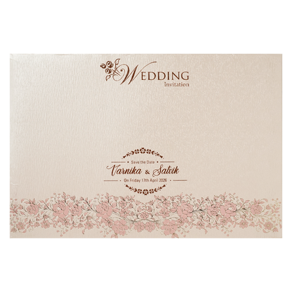 Pink Floral Padded Wedding Card-KSSC2370