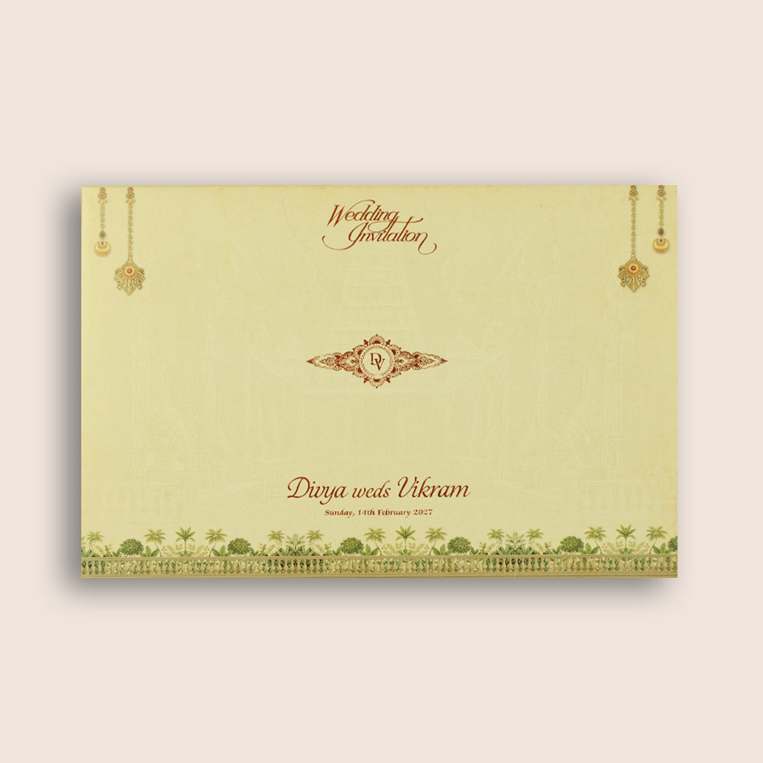 Sandal Lord Balaji Padmavathi Padded Wedding Card -  KNAK4706