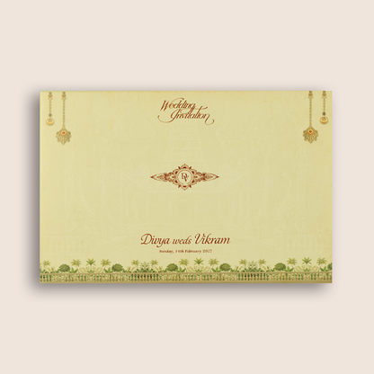 Sandal Lord Balaji Padmavathi Padded Wedding Card -  KNAK4706
