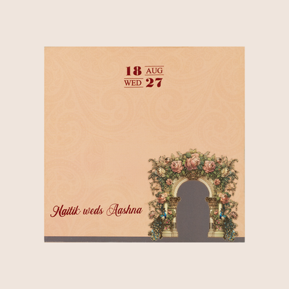 Pink Bride Groom Floral Padded Wedding Card - KPR026030